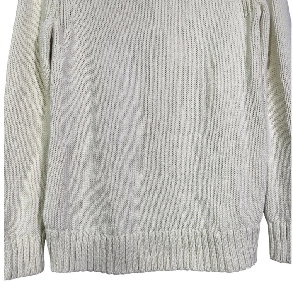 J.Crew Women's 1988 Rollneck Cotton Sweater Size S Cream Fisherman Quiet Luxury
